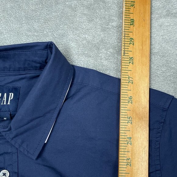 Gap Mens Navy Short Sleeve Poplin Shirt Size M Classic Fit a0706 - Picture 6 of 8